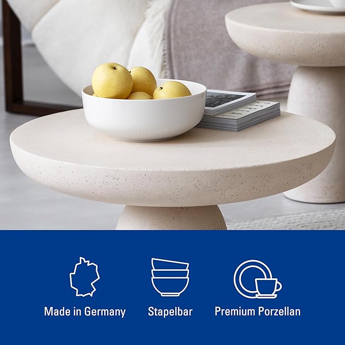 Villeroy & Boch Afina Gourmet Large Serving Bowl, Premium Porcelain, Made in Germany, Dishwasher and Microwave Safe, 10.25x 10.25x 4 in, Stackable, White