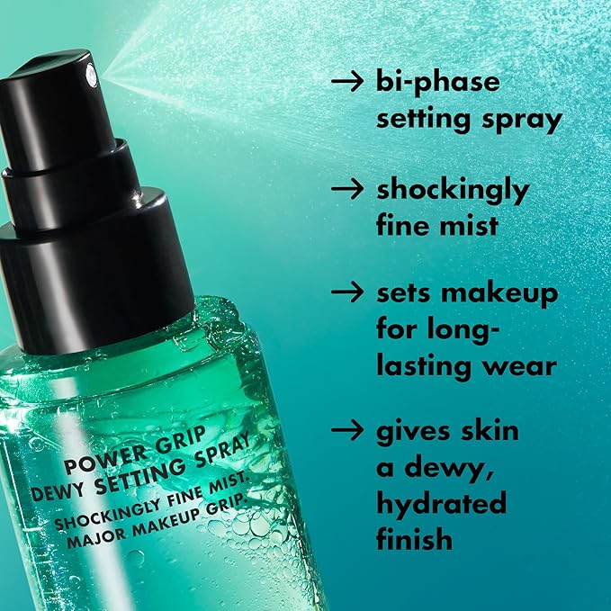 e.l.f. Power Grip Dewy Setting Spray, Ultra Fine Mist Made With Hyaluronic Acid, Grips Makeup For A Hydrated, Dewy Finish, Vegan & Cruelty-Free-BrightBean Baby