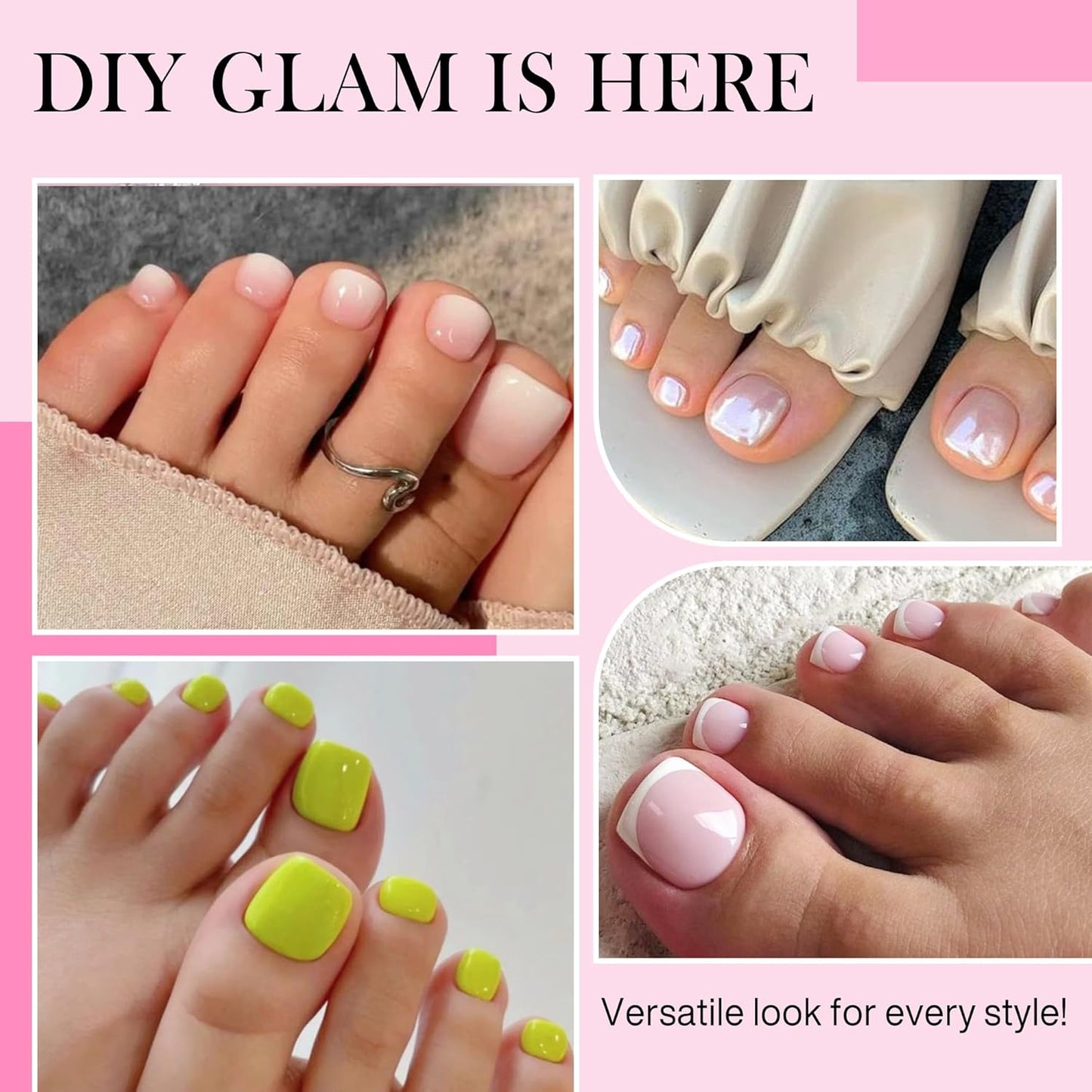 Square Toe Nail Tips, 240pcs Press On Toenails for Women Full Matte Wider Toe Nail Tips, 12 Size Full Cover Short Fake Toenail for Big Toe Nail Extensions Home DIY Nail Salon Soak Off-BrightBean Baby