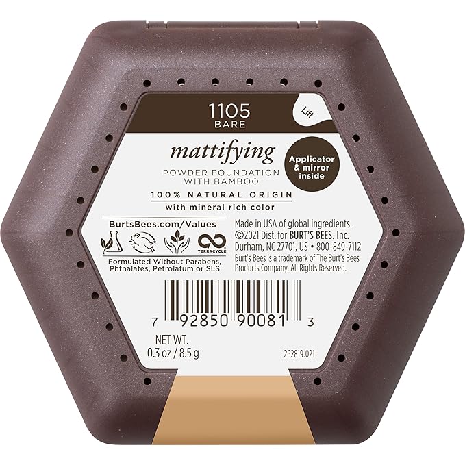 Burt’s Bees 100% Natural Mattifying Powder Foundation, Bare - 0.3 Ounce-BrightBean Baby