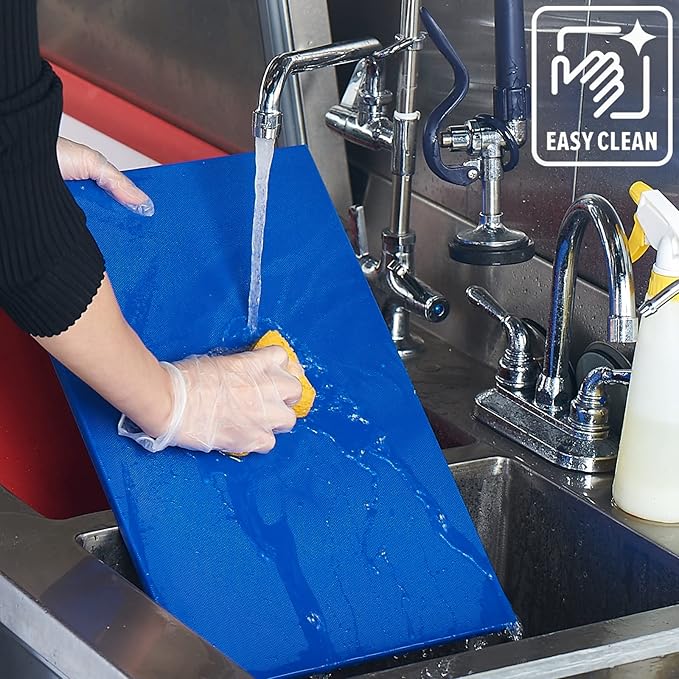 CURTA Cutting Boards for Kitchen, 24" x 18" x 0.5" Blue Color Coded Plastic Commercial Chopping Board Anti Slip Surface Dishwasher Safe