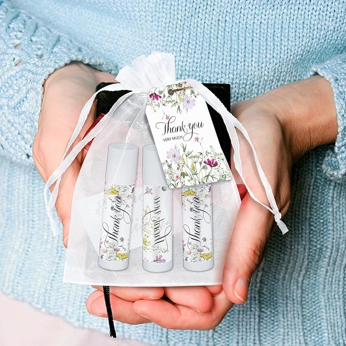 50 Set Employee Appreciation Gifts Bulk Baby Shower Favors Lip Balms Bulk Thank You Gifts Wedding Bridal Shower Bachelorette Gifts Prizes for Guests Women Teacher Coworker Nurse(Wildflower)-BrightBean Baby