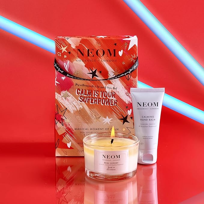Neom- Magical Moment of Calm Gift Set | Real Luxury Travel Candle & Calming Hand Balm, 30ml | Scent to De Stress | Christmas Gift-BrightBean Baby