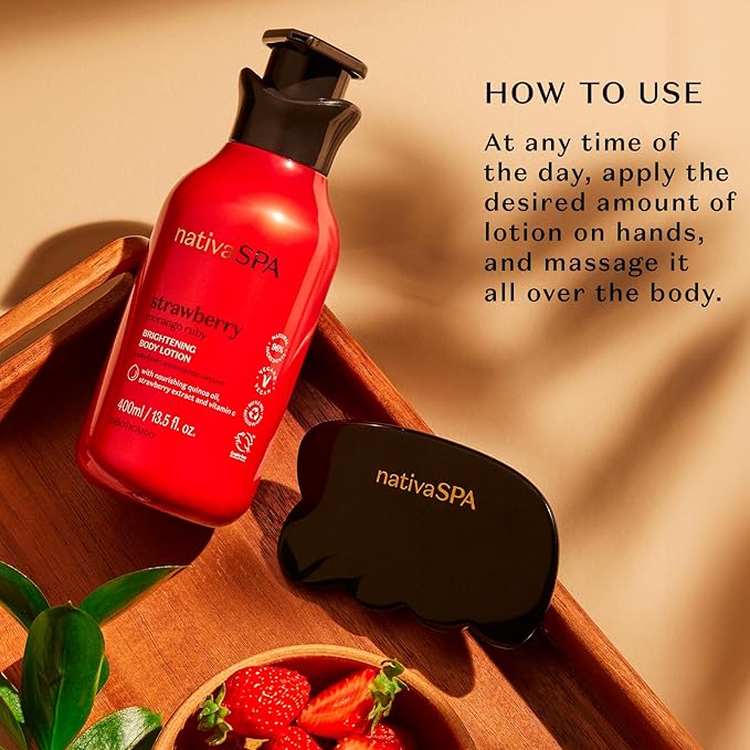 Nativa SPA by O Boticário, Ruby Strawberry Antioxidant Body Lotion, Brightening Vitamin C and Nourishment for Radiant Skin, 13.5 Ounce-BrightBean Baby