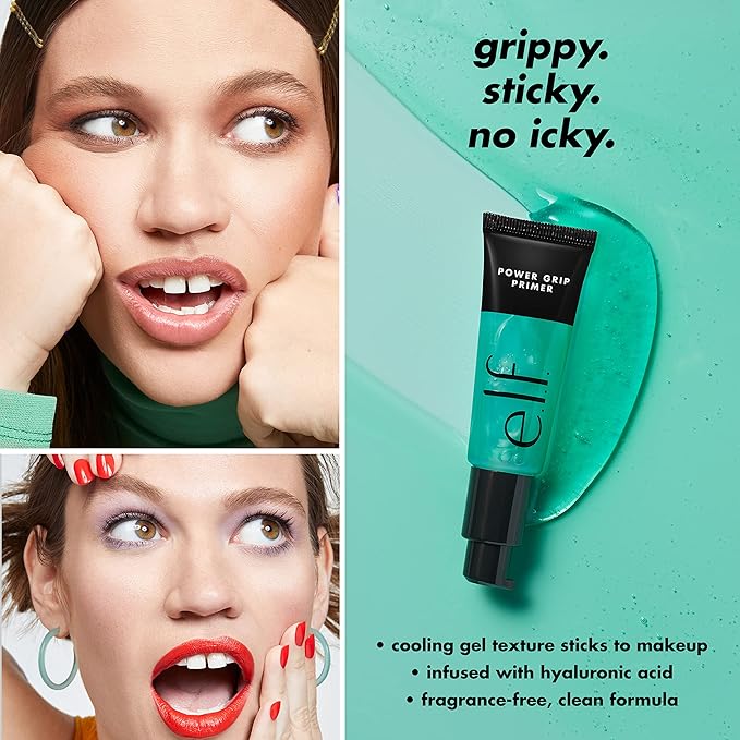 e.l.f. Power Grip Primer, Gel-Based & Hydrating Face Primer For Smoothing Skin & Gripping Makeup, Moisturizes & Primes, 0.811 Fl Oz (24 ml)-BrightBean Baby
