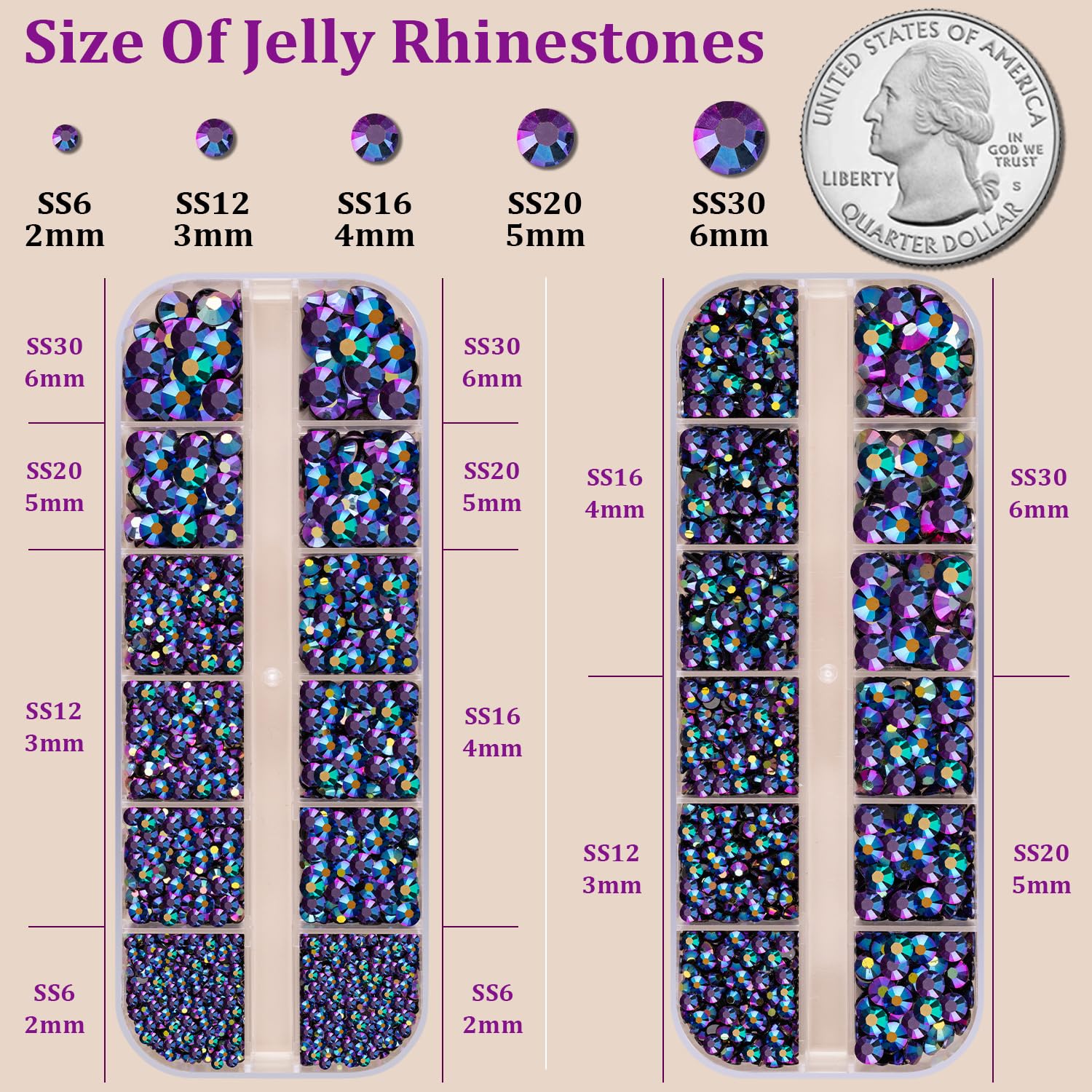 Resin Jelly Rhinestones for Crafting with B7000 Jewelry Glue, 2 Boxes Purplish Black AB Flatback Crystals with 3Pcs 10ml Glue, Bedazzling Non Hotfix Gems for DIY Tumblers Clothing Shoes Manicure-BrightBean Baby