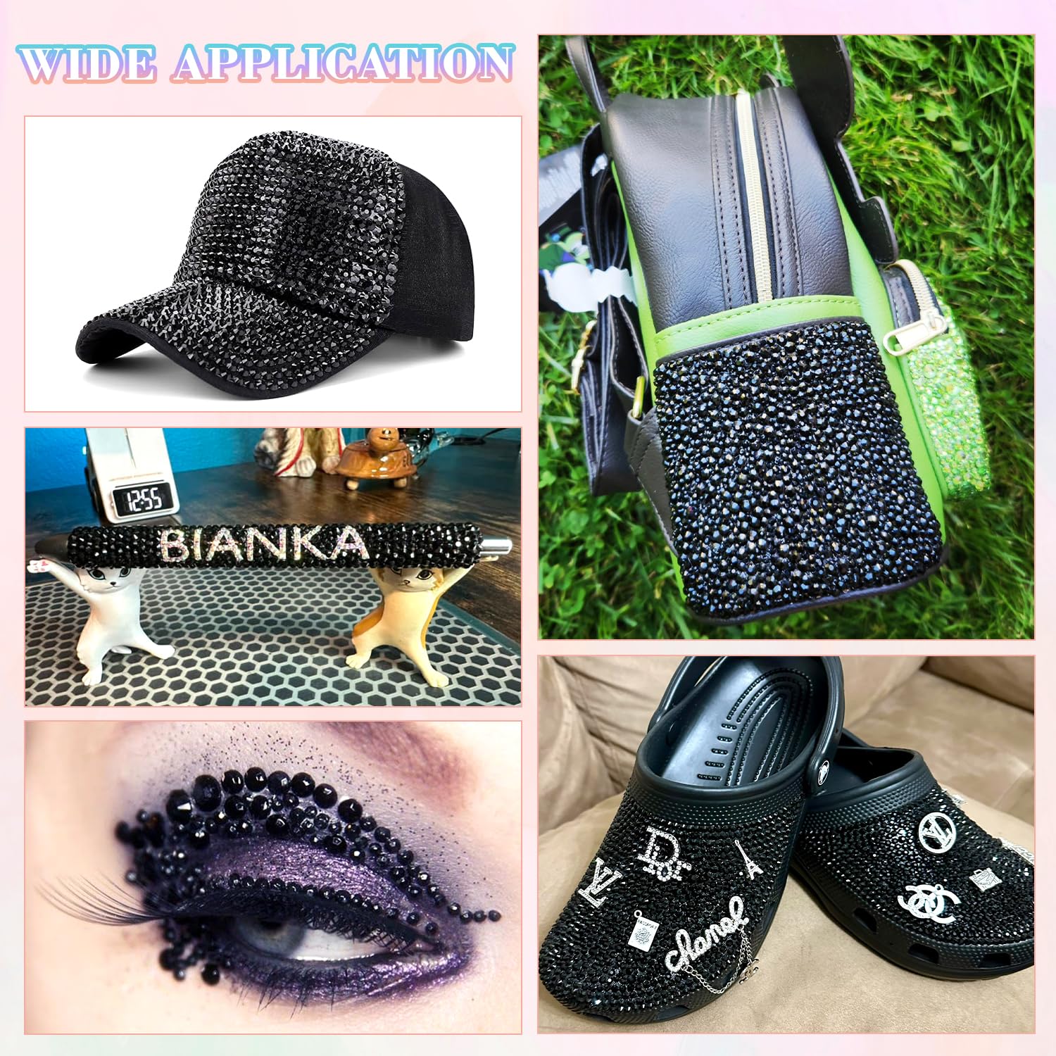 25000Pcs Resin Jelly Rhinestones with Tweezers for Crafting, 2-6mm Mixed Sizes (Black) Non Hotfix Flatback Gems, Bedazzling Crystal for DIY Crafts Clothing Tumblers Mugs Shoes Decor Nail Art-BrightBean Baby