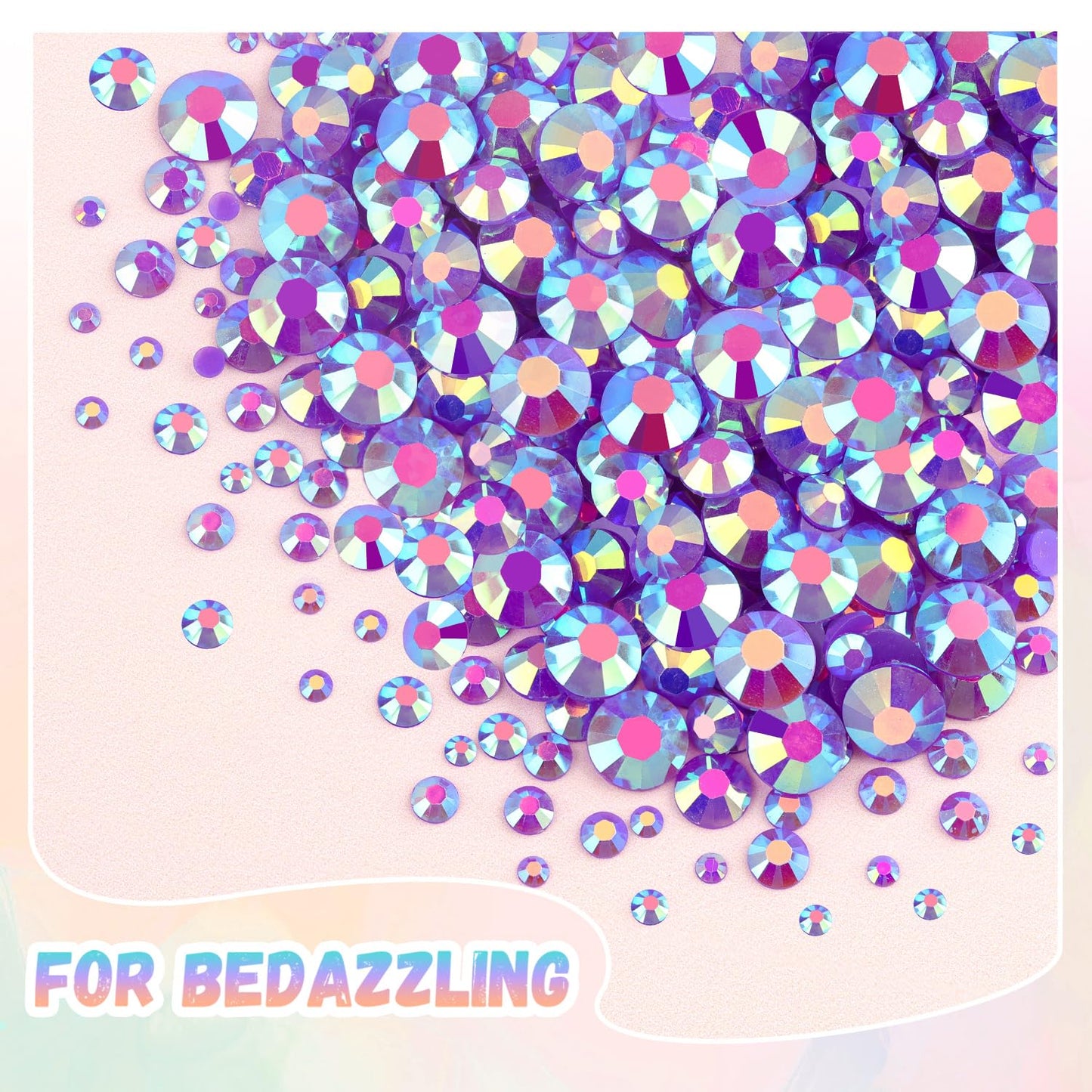 25000Pcs Resin Jelly Rhinestones with Tweezers for Crafting, 2-6mm Mixed Sizes (Dark Purple AB) Non Hotfix Flatback Gems, Bedazzling Crystal for DIY Crafts Clothing Tumblers Mugs Shoes Decor Nail Art-BrightBean Baby