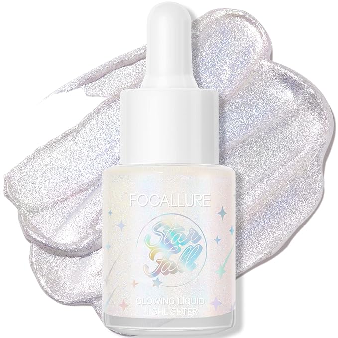 FOCALLURE Starfall Glowing Liquid Highlighter, Shimmering Body Oil, Non-Sticky Shimmer Liquid Luminizer, Non-Greasy, Face & Body Glitter Makeup for Costumes, Cosplay, Rave Festival, CYPRIDINA-BrightBean Baby