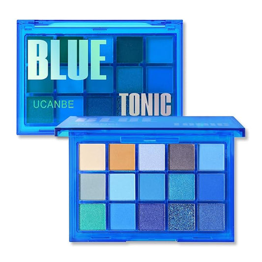 UCANBE Bright Neon Eyeshadow Makeup Palette-15 Shades High Pigmented Purple Blue Yellow Shimmer Matte Glitter Metallic Eyes Shadow Colorful Vibrant Creamy Make Up Pallets Kit - Blue Tonic…-BrightBean Baby