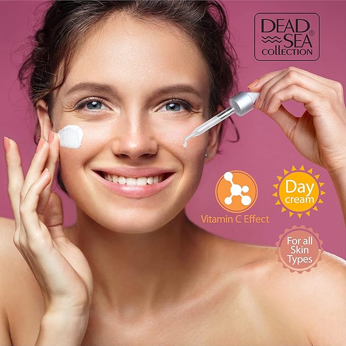 Dead Sea Collection Facial Vitamin C Kit - Day Cream (1.69fl.oz/50ml jar) & Facial Serum (1.69fl.oz/50ml bottle) - Pure Dead Sea Minerals - Anti-Wrinkle Hydration Smooth and Moisturized Skin-BrightBean Baby