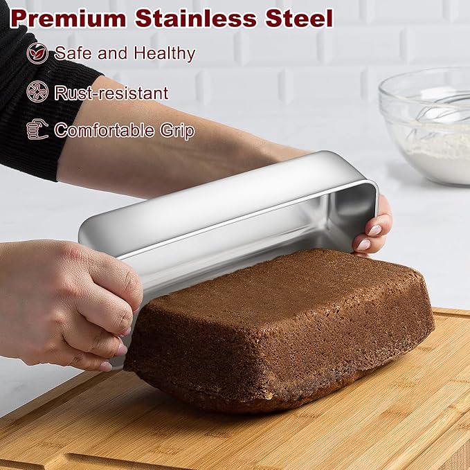 LIANYU 4 Pack 12 x 5 Inch Stainless Steel Loaf Pans, Large Bread Baking Pans Set for Lasagna, Meat, Cake, Brownies, Ice Cream, Healthy & Durable, Dishwasher & Freezer Safe