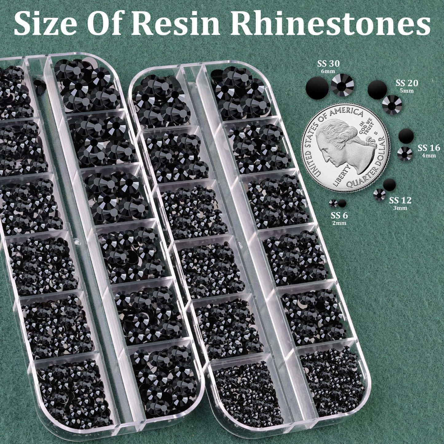 Resin Rhinestones for Crafting with B7000 Jewelry Glue, 2 Boxes Black Flatback Crystals with 3Pcs 10ml Glue for Bedazzling Crafts DIY Nail Art Makeup，Non Hotfix Gems for Clothing Shoes-BrightBean Baby