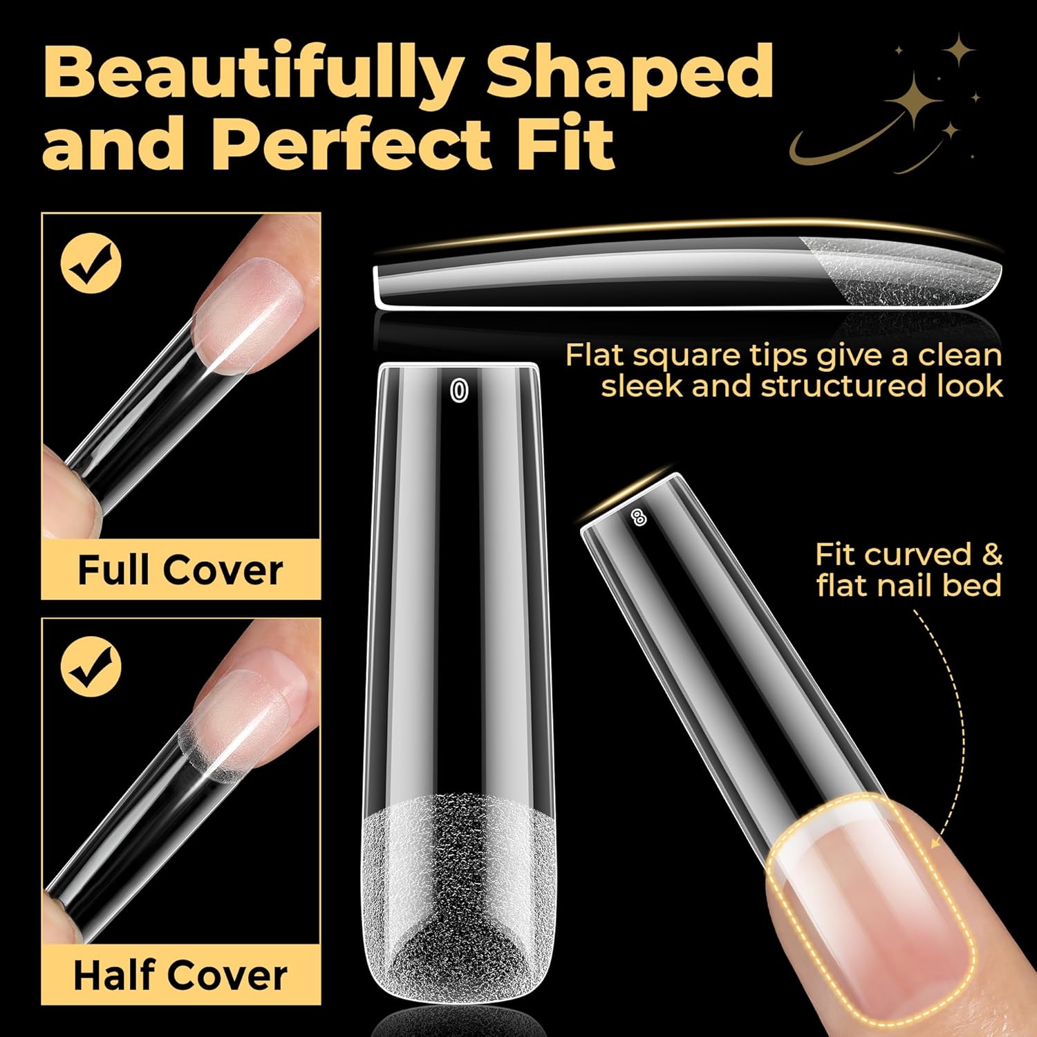 UNA GELLA Extra Long Tapered Sqaure Nail Tips, No C Curve Pre-file 120Pcs Square Press on Nails XXL Long Square Gel Nail Tips Full Cover Acrylic Straight for Nails Extension Art DIY Salon 12 Sizes-BrightBean Baby