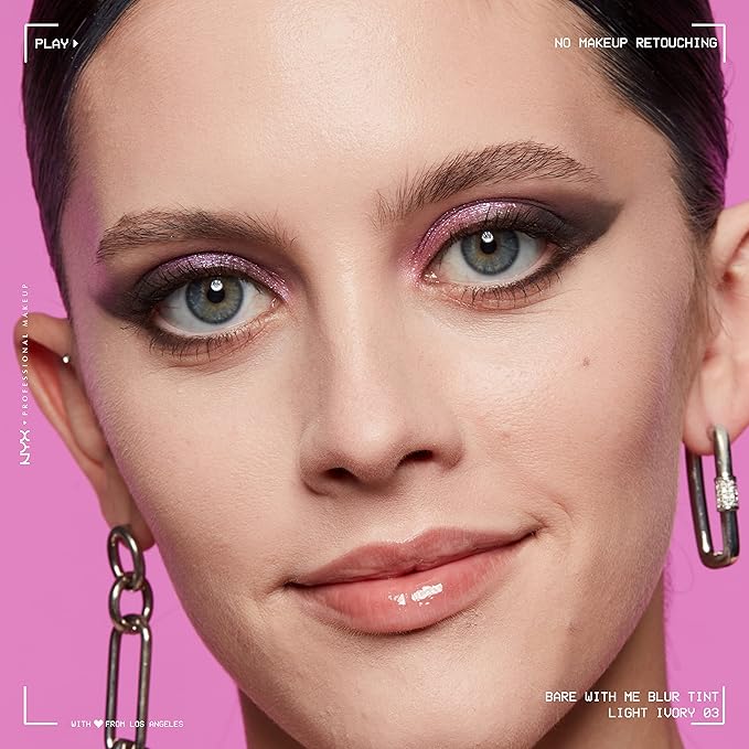 NYX PROFESSIONAL MAKEUP Bare With Me Blur Skin Tint Foundation Make Up with Matcha, Glycerin & Niacinamide - Light Ivory-BrightBean Baby