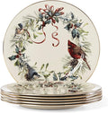 Lenox 835219 Winter Greetings 6-Piece Dinner Plate Set, 10.75', Christmas Drinkware, Holiday Hosting