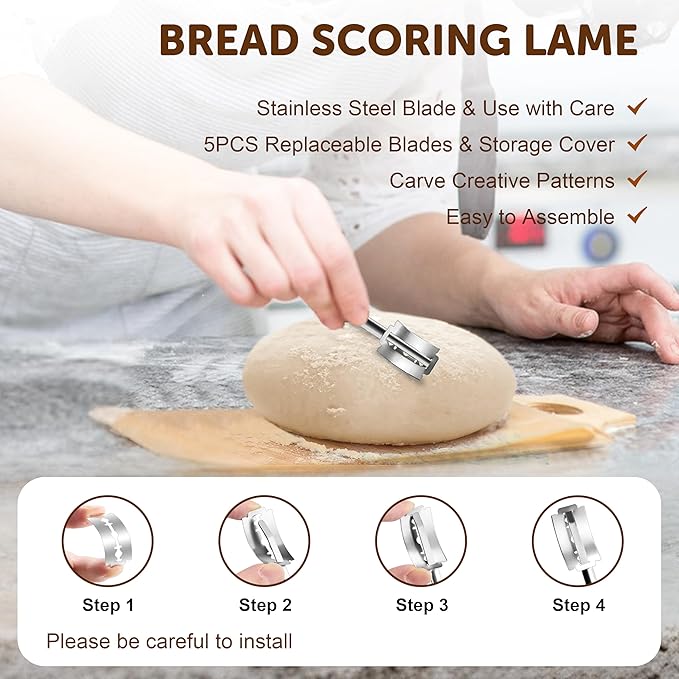 TeamFar Sourdough Bread Baking Supplies, 9” Round and 10” Oval Sourdough Starter Kit, Proofing Basket Set with Cloth Liner, Bread Lame, Whisk Dough, Bowl Scraper, Brush