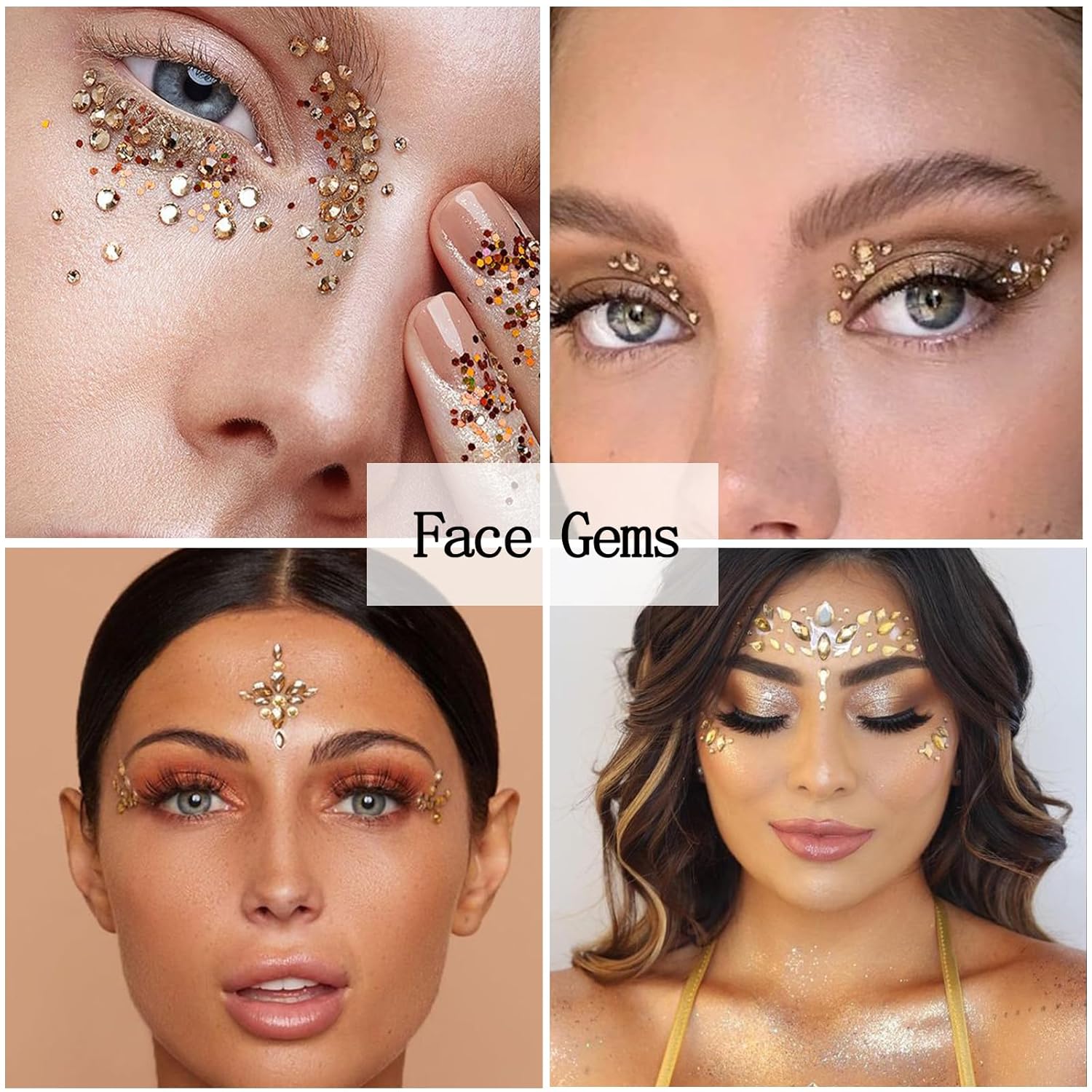 Nail Art Rhinestones with Glue Gel Flatback Nail Charms Luxurious Supplies Accessories Champagne Nails Gems Jewelry for Women Nails DIY Design Decoration,Champagne-BrightBean Baby