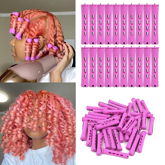 20pcs Women's Perm Rods Set for Natural Hair: 2 Sizes Cold Wave Hair Rollers for Curling and Styling All Hair Lengths - DIY Hairdressing Tools (Purple)-BrightBean Baby