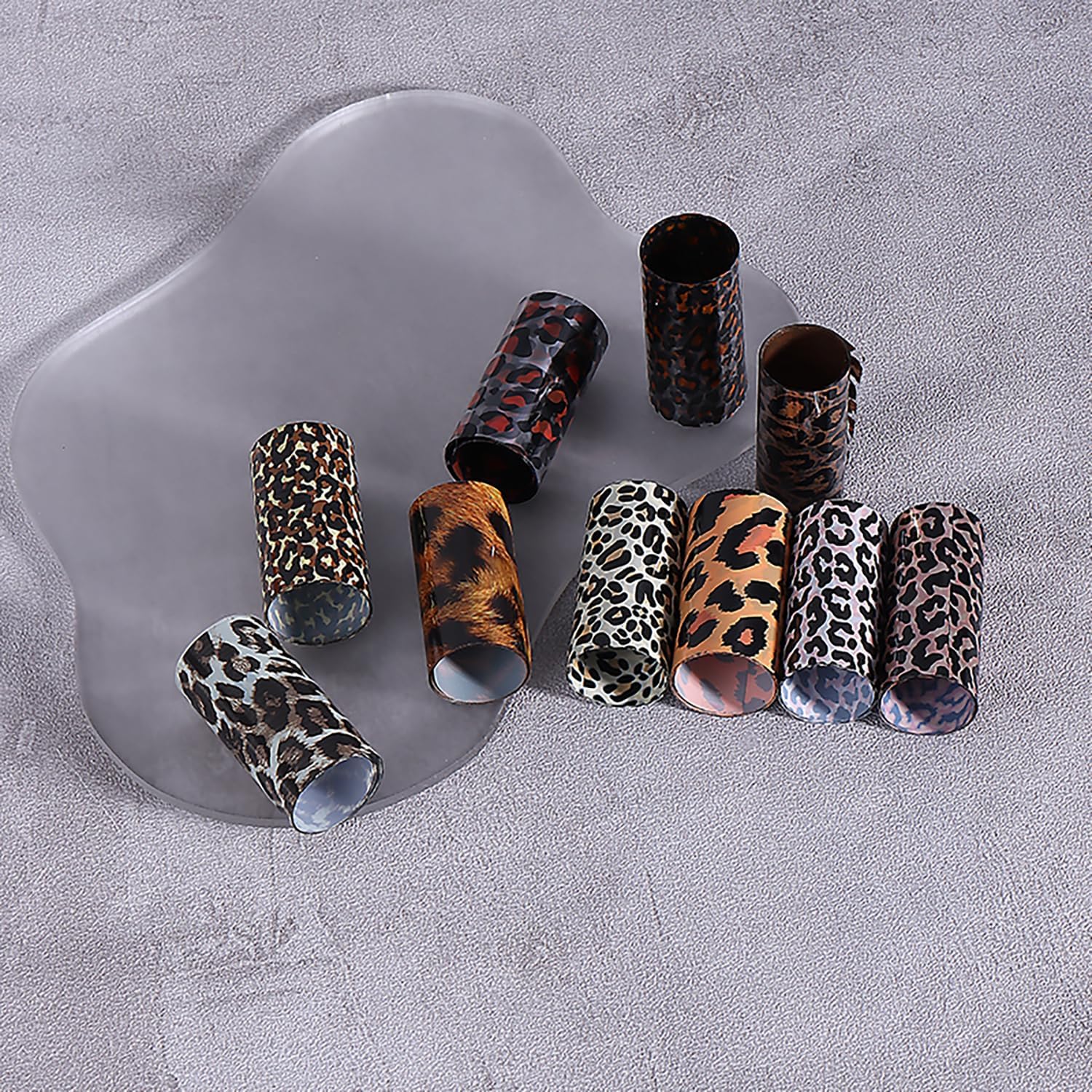 10 Rolls Leopard Print Nail Foil Transfer Stickers Autumn Winter Nails Decoration Self Adhesive Leopard Nail Foils Transfer Nail Art Animal Print Nails Supplies for Women DIY Manicure Accessories-BrightBean Baby