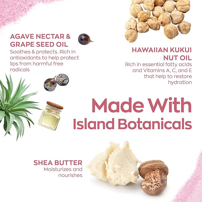 Hanalei Hydrating Lip Treatment Balm – Cruelty-Free, Paraben-Free Moisturizer for Severely Dry, Chapped Lips – Kukui Oil, Shea Butter & Grapeseed Oil –Mauve Pink Tint, Travel-Size 3-Pack (5g X 3)-BrightBean Baby