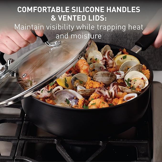 T-fal Ultimate Hard Anodized Nonstick Cookware Set 14 Piece - Black Pots and Pans