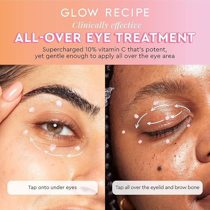 Glow Recipe Guava Vitamin C Brightening Eye Cream - Hydrating Under Eye Cream with Niacinamide, Peptides & Caffeine - Firming & Illuminating Dark Circles Under Eye Treatment for Puffiness (15ml)-BrightBean Baby