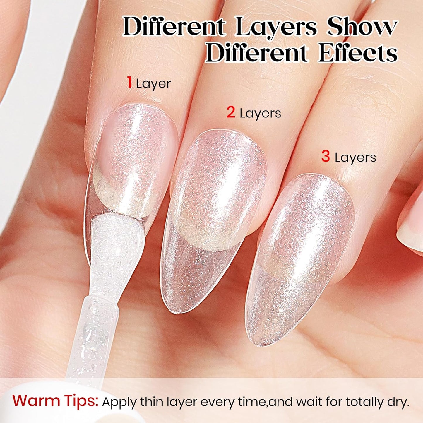 MIZHSE Translucent Shimmering Nail Polish, Quick Dry Clear Glitter White Nail Polish Air Dry Fast, 15ml High Glossy Sparkly Shiny Nail Art Salon Manicure Home-BrightBean Baby