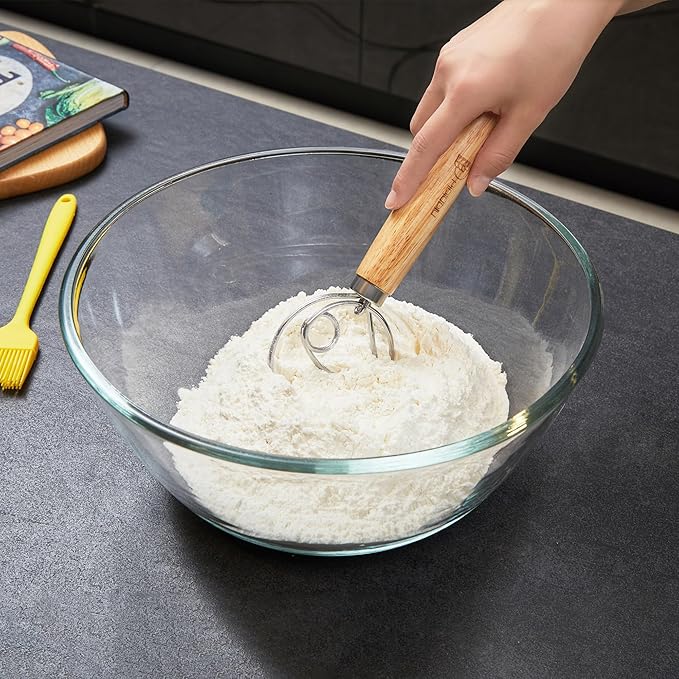Sourdough Baking Supplies Set of 5, Oval 10 Inch Banneton Bread Proofing Basket with Bread Lame, Danish Dough Whisk with Stainless Steel, Dough Scraper Kit, Bowl Scraper – Baking Gift Kit