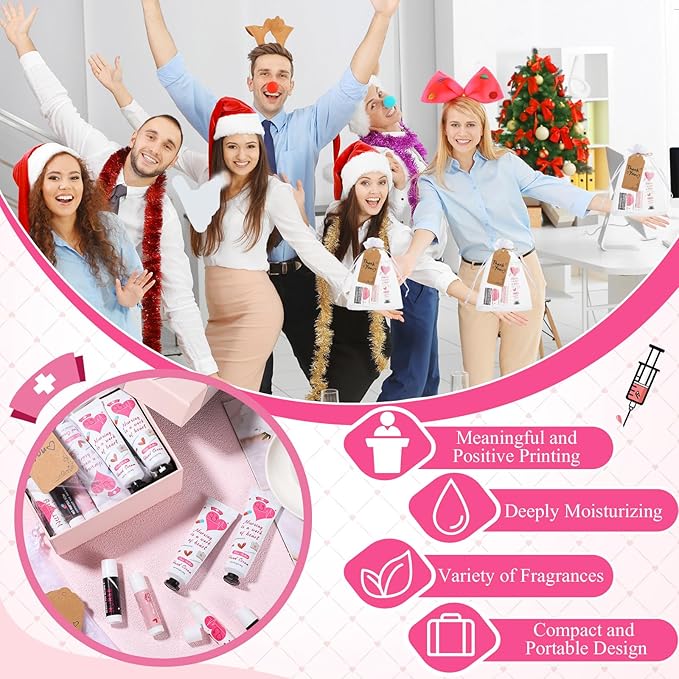 Nurse Appreciation Gifts Set Thank You Gifts Lip Balm Hand Cream for Dry Cracked Hands with Organza Bags Thank You Tags Jute for Party Holiday Nurse' Day(24 Sets)-BrightBean Baby