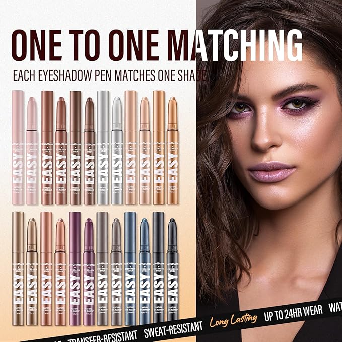 Jolilab Eyeshadow Stick Set, 2 PCS Matte Professional Bright-Colored Contouring and Highlight Stick, Cream Waterproof Long Lasting High Pigmented Eye Shadow (2, 05+21 2pcs)-BrightBean Baby