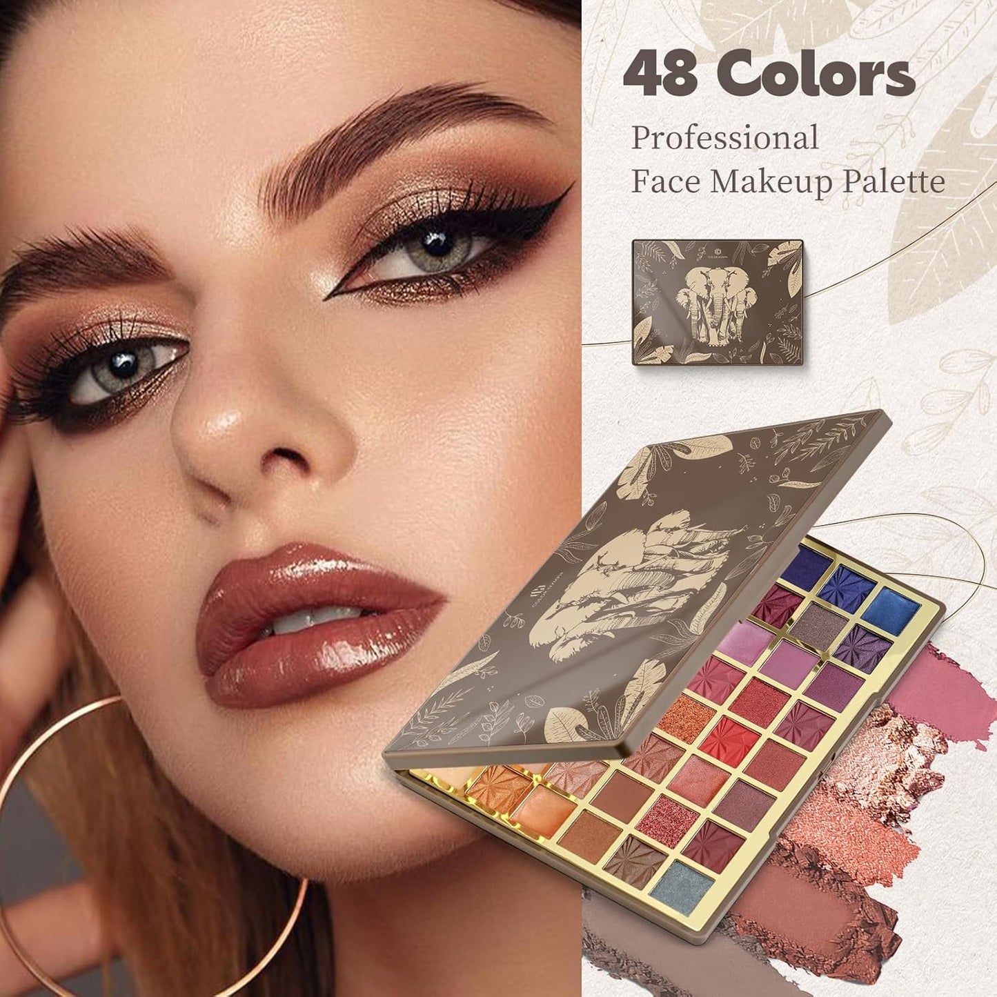 Color Nymph 48 Color Eye Makeup Palette, Highly Pigmented Eyeshadows Palettes with Mirror, Matte Shimmer Creamy Eye Shadows, Long Lasting Blendable Color Make Up Eye Shadows Cosmetics Gift Kit-BrightBean Baby