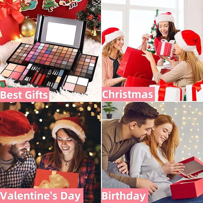 All In One Professional Makeup Kit Include Eyeshadow Palette Blushes Compact Bronzing Highlighter Powder Glitter Lipliner Eyeliner Pencil Brushes with Mirror Make Up Set Christmas Gifts For Women Girl-BrightBean Baby