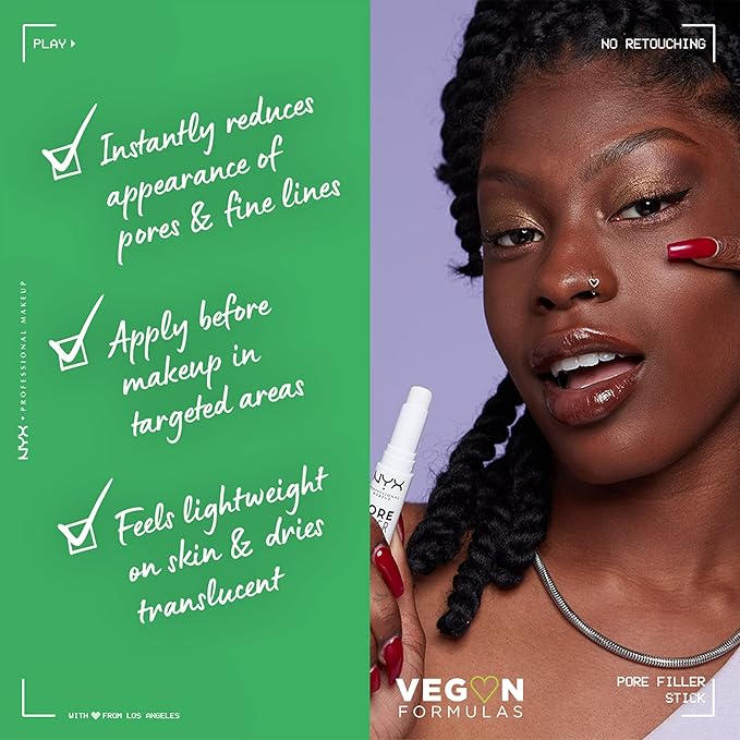 NYX PROFESSIONAL MAKEUP Pore Filler Blurring Primer and Targeted Primer Stick Bundle, Vegan Face Primers-BrightBean Baby