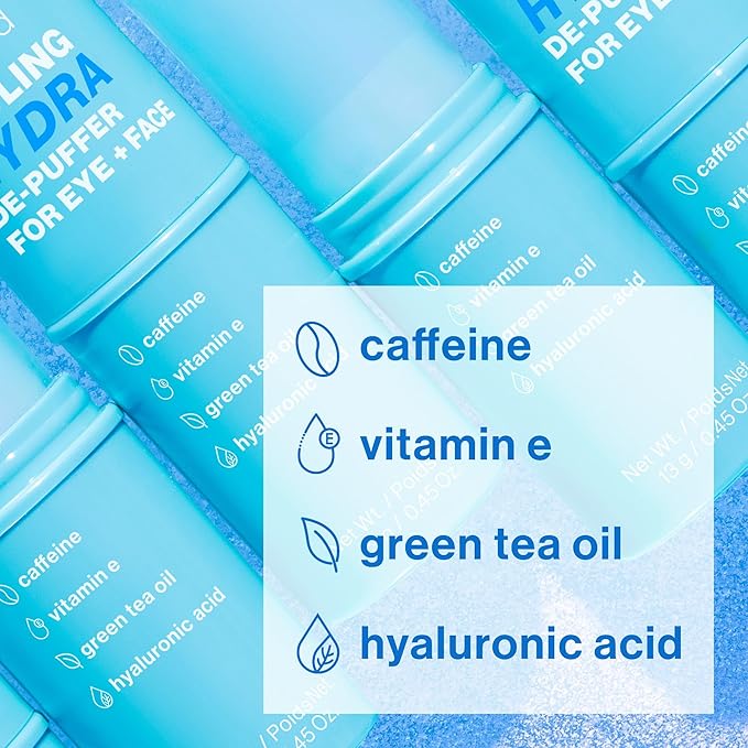 wet n wild Cooling Hydra De-Puffer, Soothing Face Makeup Primer Stick with Vitamin E & Caffeine, Instant Skin Refreshments for All Skin Types and Complexions, Vegan & Cruelty-Free-BrightBean Baby