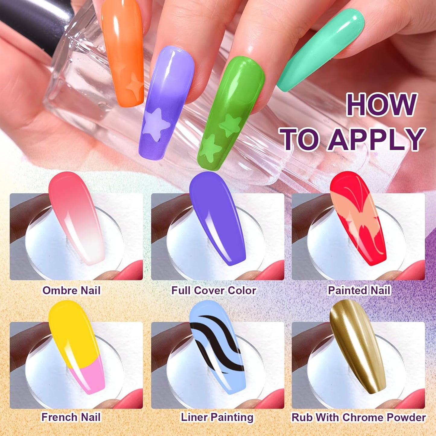 Gradient Painting Gel, 12 Bright Colors Ombre Gel Nail Polish for Pigment Pat Nails Aura Nails, French Manicure DIY Nail Art Long-lasting No-wipe Palette Chroma Carnival-BrightBean Baby