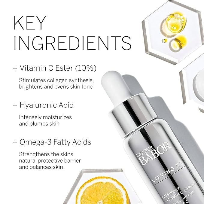 DOCTOR BABOR Lifting RX Comfort Vitamin C Serum, Infused with Hyaluronic Acid to Hydrate & Plump, Even Skin Tone, Reduces Fine Lines & Wrinkles, 20 ml-BrightBean Baby