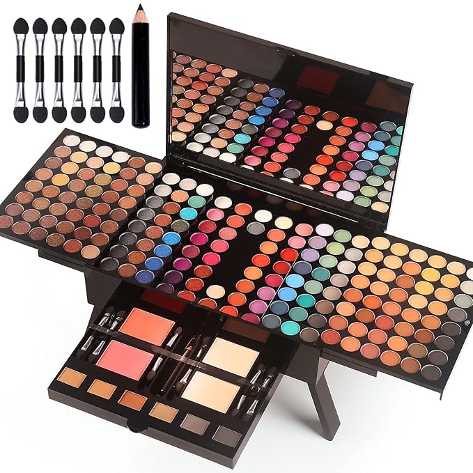 Women Makeup Sets Full Kits - 190 Colors Cosmetic Make Up Gifts Combination with Eyeshadow Facial Blusher Eyebrow Powder Face Concealer Powder Eyeliner Pencil with Full Size Mirror Makeup Palette Kit-BrightBean Baby