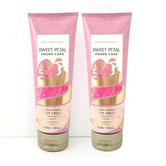 Bath & Body Works Ultimate Hydration Body Cream Pack of 2 (Sweet Petal Pound Cake),8.0 fluid_ounces,1.0 pounds-BrightBean Baby