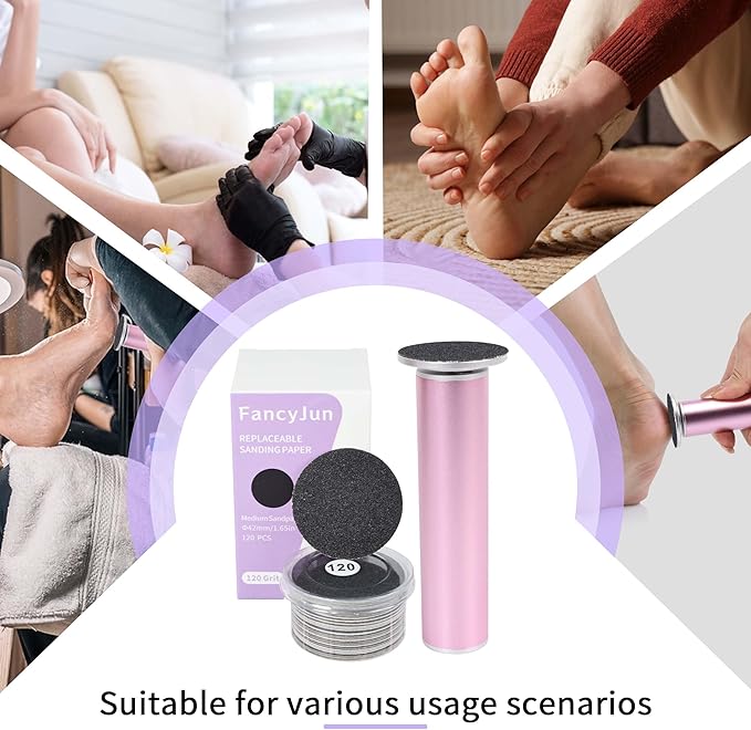 120PCS Fine 180 Grit Replaceable Sandpaper Discs for Electric Foot Callus Removers - 42mm Ultra-Soft Foot File Refills - Gentle Polishing & Baby-Smooth Finish-BrightBean Baby