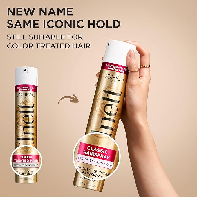 L'Oreal Paris Elnett Satin Extra Strong Hold Color Treated Classic Hairspray, 11 oz-BrightBean Baby