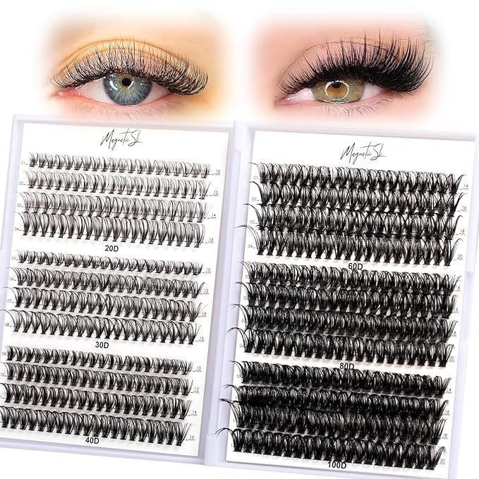 Lash Clusters 480 Clusters D Curl 10-20mm False Eyelash 60D 80D 100D Thick Eyelash Extension 20D 30D 40D Individual Eyelashes Multi-Style DIY Lash Extensions for Beginners(20D-100D-D, 10-20MIX)-BrightBean Baby