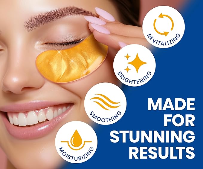 Stylia Under Eye Patches for Puffy Eyes and Dark Circles (30 Pairs) - 24k Gold Under Eye Mask with Vitamin C, Hyaluronic Acid, Pearl Extract - Eye Masks for Dark Circles and Puffiness-BrightBean Baby