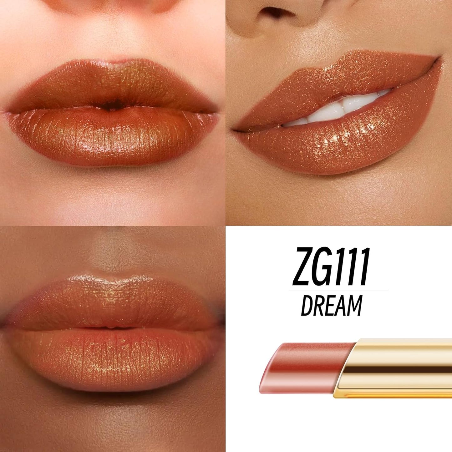 Light Brown Lipstick Moisturizing for Women Shimmer Tinted Lip Balm Hydrating Nourishing Lip Gloss Vegan& Cruelty Free Lip Makeup, ZG111 Dream-BrightBean Baby