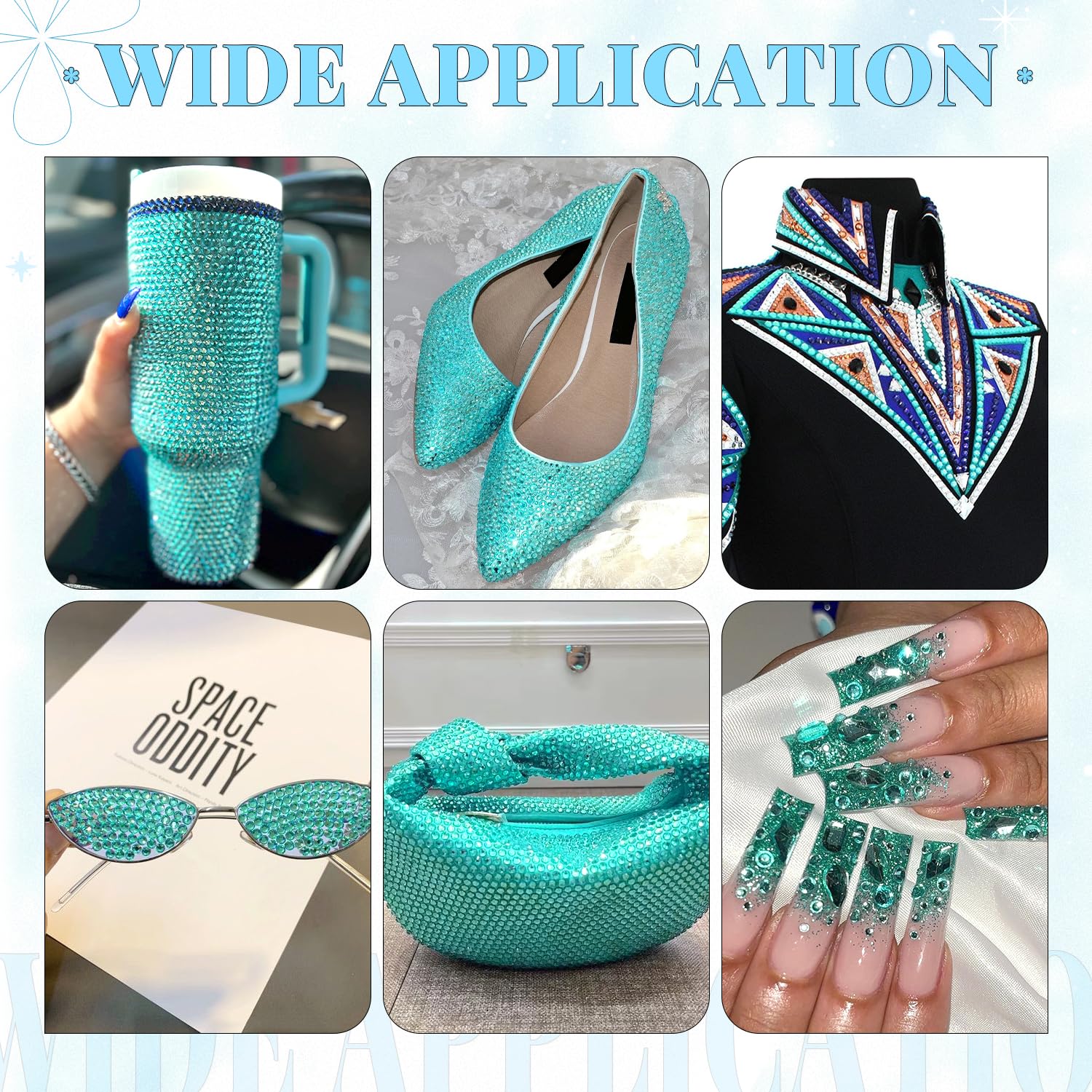 6000Pcs Resin Rhinestones for Bedazzling with 3Pcs B7000 Jewelry Glue, 1 Box Aquamarine Flatback Rhinestones for Crafting Crafts DIY, Crystals Gems for Clothing Shoes Tumblers Nail Art Makeup-BrightBean Baby