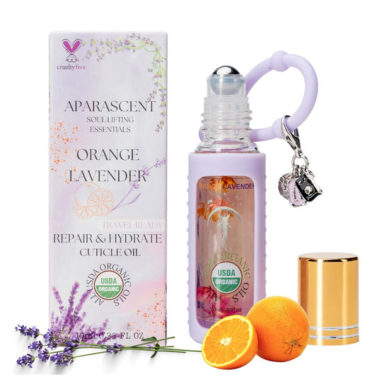 Orange Lavender Organic Nail Cuticle Oil Pen with Jojoba, Coconut MCT, and Rosehip for Nail Hydration, Growth & Strength, Travel Size Keychain(0.34 Fl Oz)-BrightBean Baby