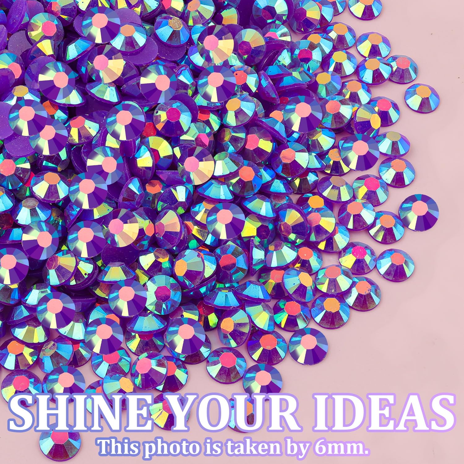 25000Pcs Resin Jelly Rhinestones for Crafting, Dark Purple AB 2-6mm Mixed Sizes Non Hotfix Flatback Gems, Bedazzling Crystal for DIY Crafts Clothing Tumblers Mugs Shoes Fabric Nail Art-BrightBean Baby