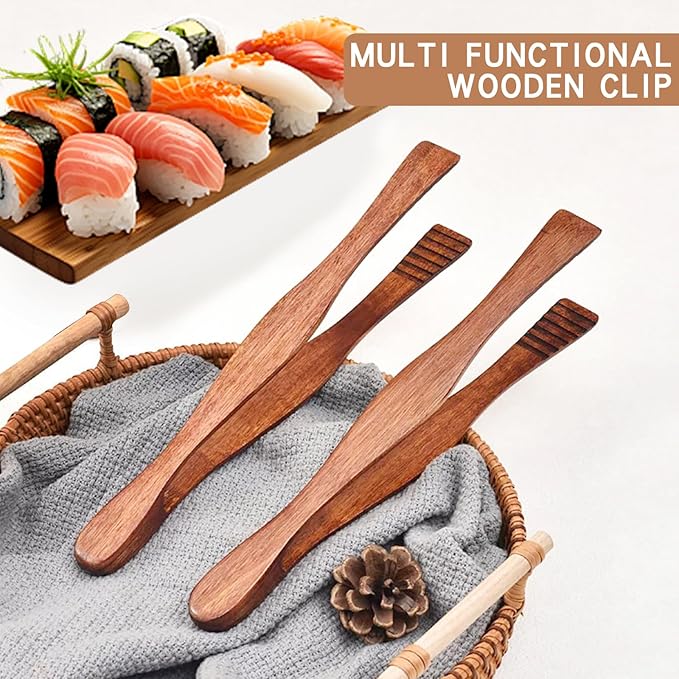 Wooden Tongs Reusable Cooking Tongs for Cooking，Multipurpose Wooden for Fruits, Bread, Pickles, Cheese, Bacon, and Muffins