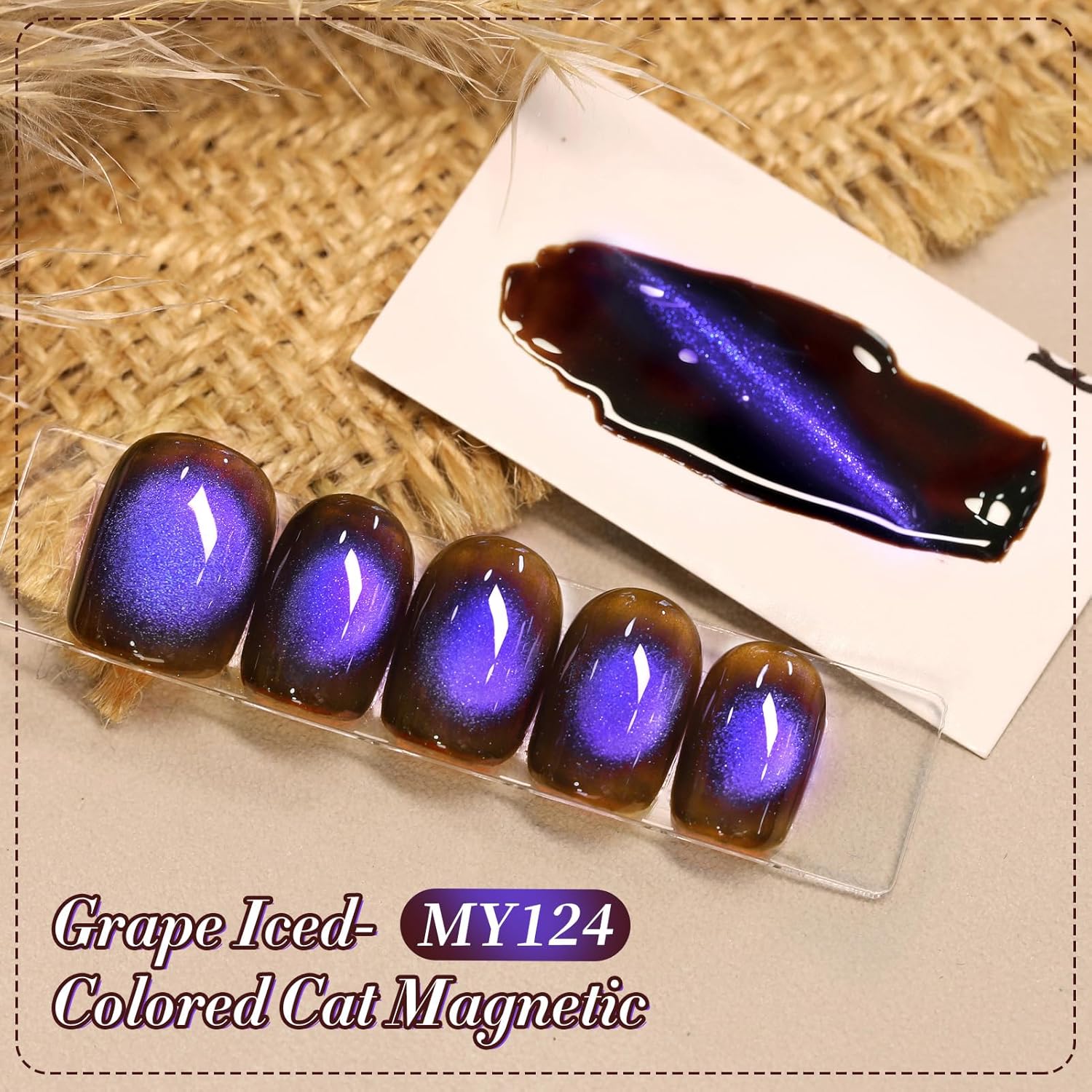 Born Pretty Dark Purple Cat Magnetic Eye Gel, Hema&TPO Free Glitter Cat Magnetic Gel Polish,Fall Winter Magnetic Nail Polish for Nail Art Manicure Salon DIY at Home 15ML-BrightBean Baby