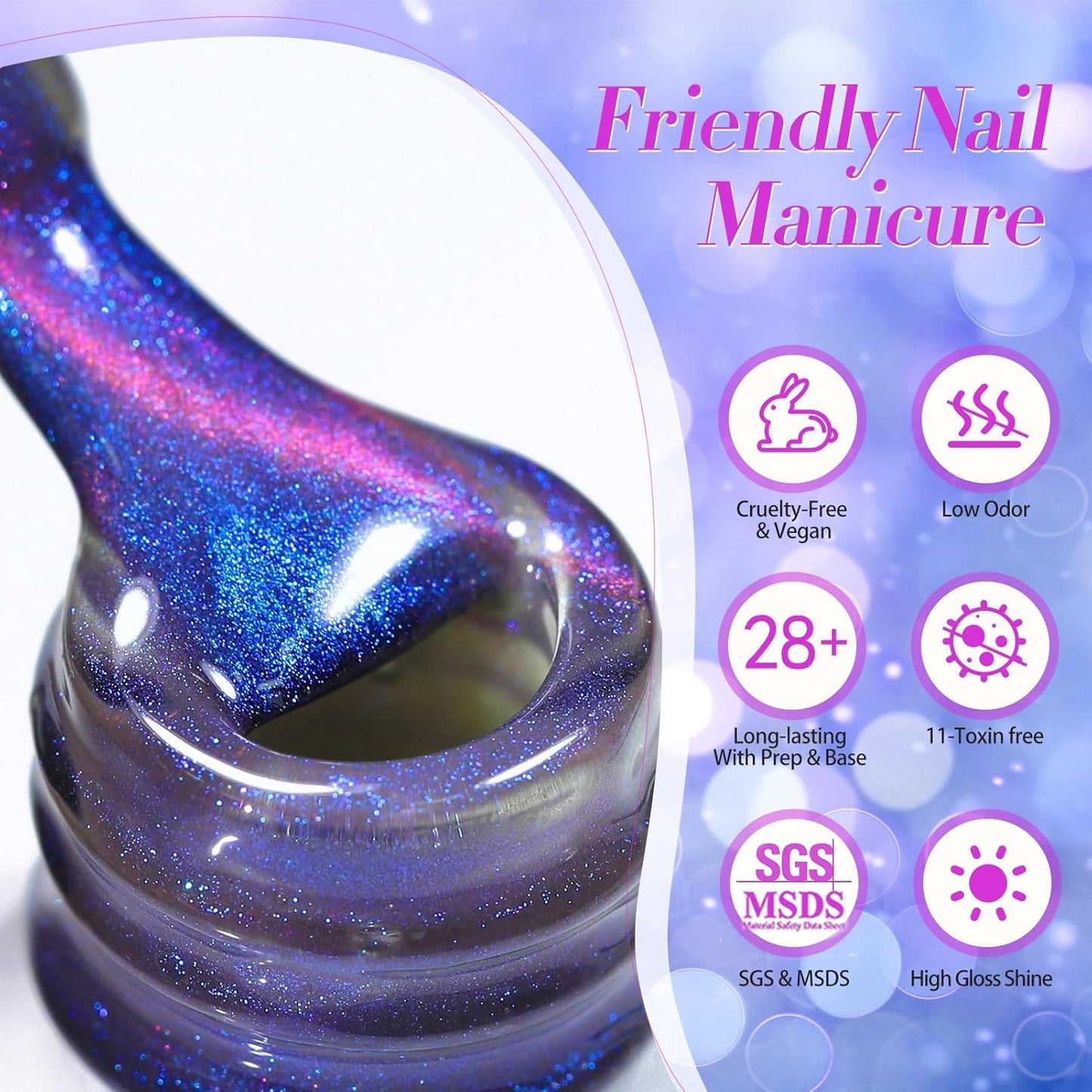 BORN PRETTY Cat Magnetic Eye Gel Nail Polish,Firefly Magnetic Gel Polish Blueberry Cat Magnetic Eye Gel Manicure Nail Art DIY 15ml-BrightBean Baby